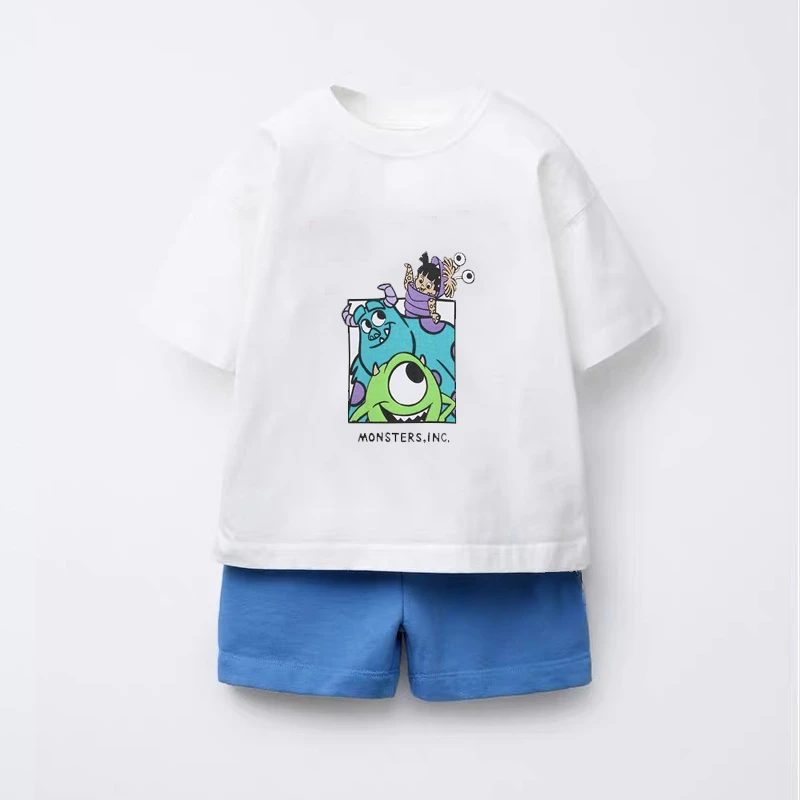 Cartoon TShirt+Shorts New Design Costume Cute Printed Outfits 2025 Summer Clothing Boys And Girls Trendy Casual Tees+Shorts