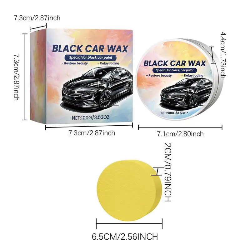 100g Black Car Wax Polish Car Crystal Plating Set Auto Scratch Repair Wax UV Protection Car Scratch Repair Paste with Sponge