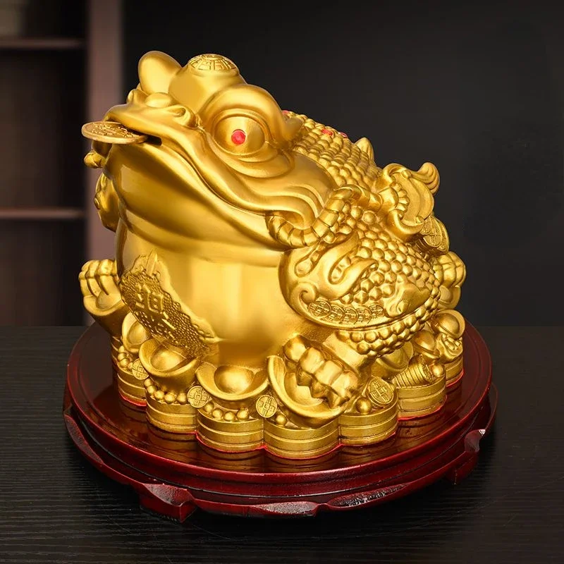 

Fengshui Zhaocai Pure Copper Golden Toad Ornaments Attract Wealth Treasure Trove Golden Toad Living Room Store Opening Gift