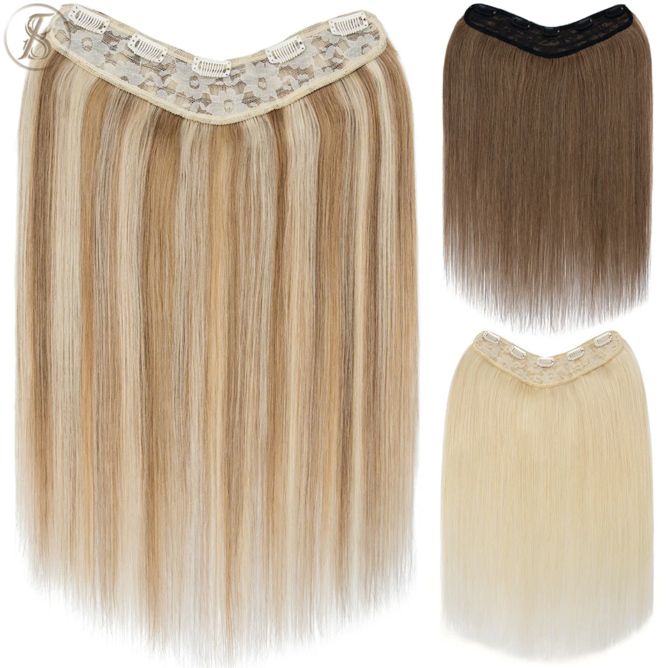 TESS-extensões V-dadas forma do cabelo humano, extensões naturais do cabelo, cabeça cheia, louro reto, hairpiece, 75g, 22 ", 3 4, 4