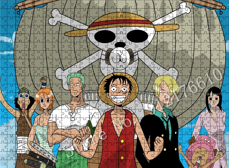 Anime uma peça quebra-cabeça 300/500/1000 fotos dos desenhos animados barco pirata quebra-cabeças educativos crianças pais descomprimido jogo arte decoração