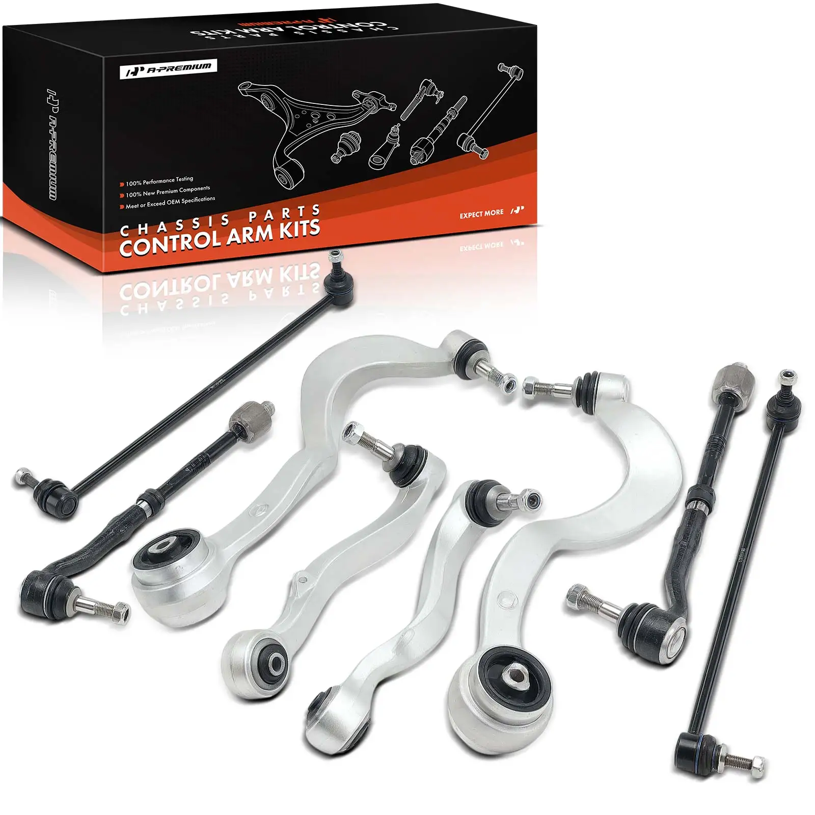 A-Premium 8x Front Control Arm Tie Rod End Sway Bar Link for BMW 745i 745Li 2002-2005 750i 750Li 2006-2008 760i 2004-2006 760Li