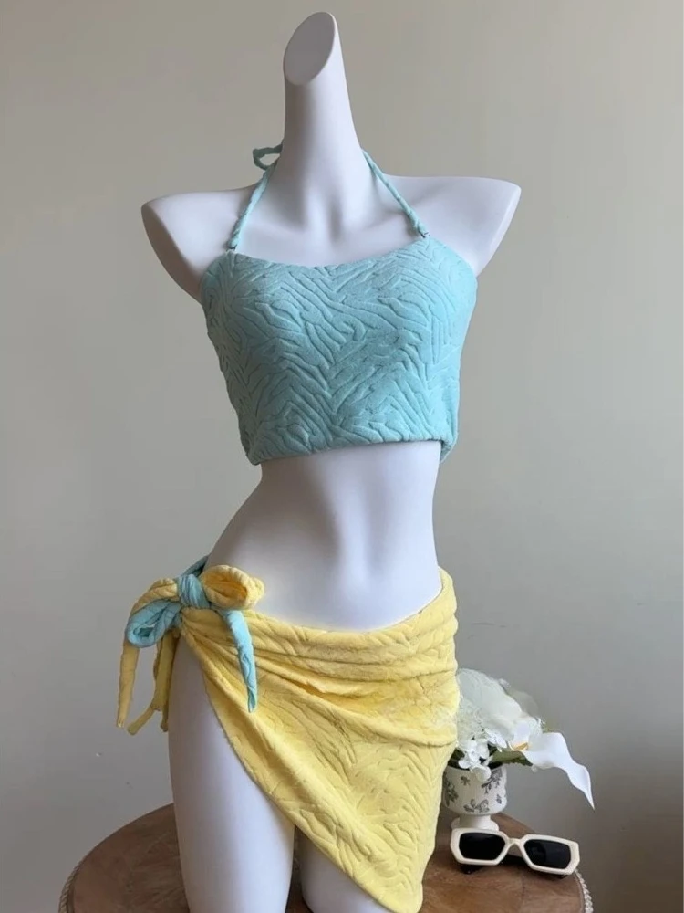 

2026 Summer Elegant Vintage Bikini Set Women Sweet Spice Girl Sexy Swimwear Casual Fashion Slim Fit Beach Vacation Outfits New