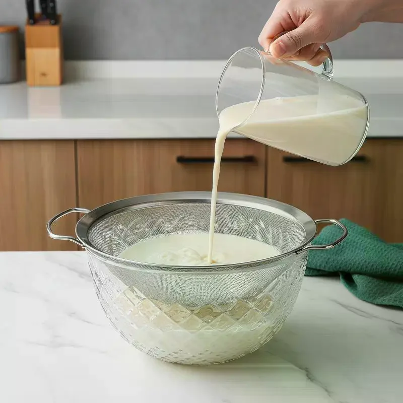 Stainless Steel Strainer Basket Fine Mesh Multi-size Juice Rice Flour Sieve With Double Handles Food Filter Drainer Kitchen