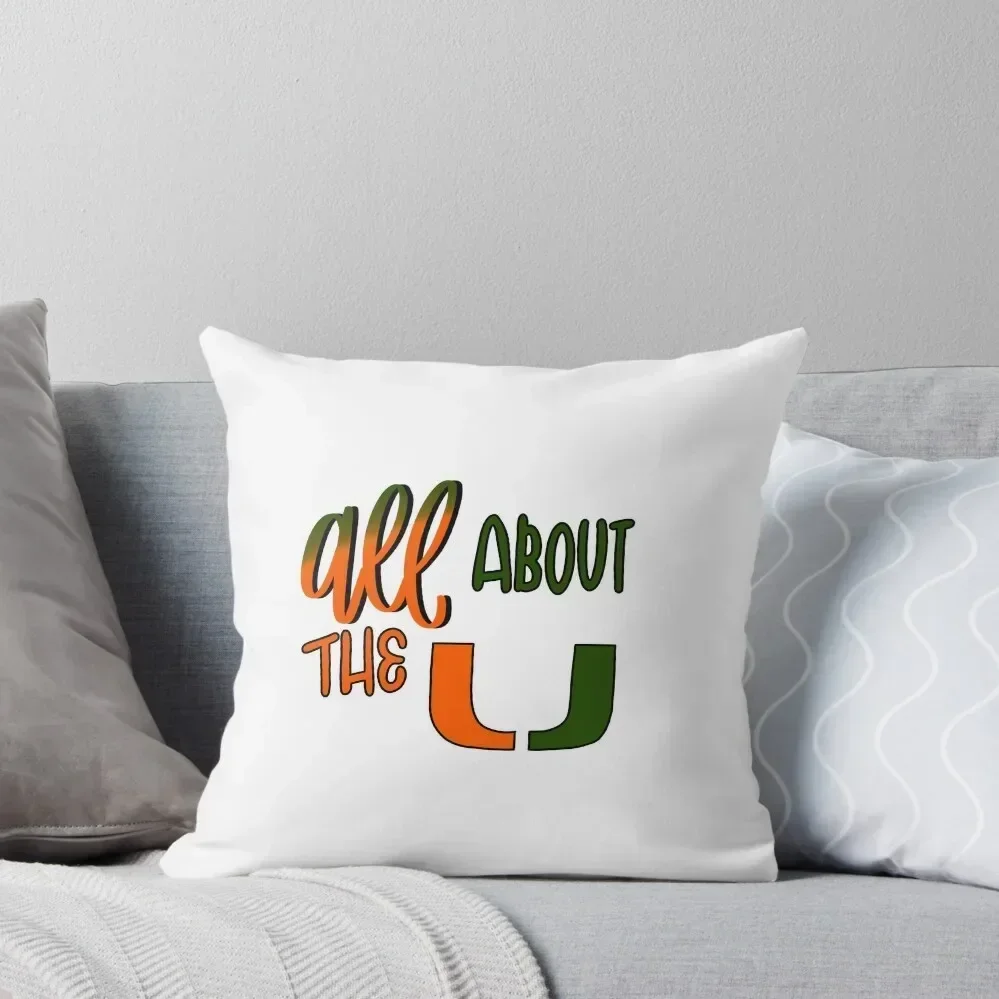 

“All about the U” UMiami Sticker Throw Pillow Christmas Throw Pillows Covers Marble Cushion Cover pillow