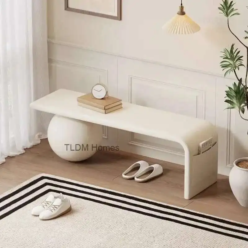 

Роскошный табурет Nordic Light для домашнего входа, интегрированный с боковыми карманами, высококачественный кожаный пуфик с кошачьей лапой для магазина одежды