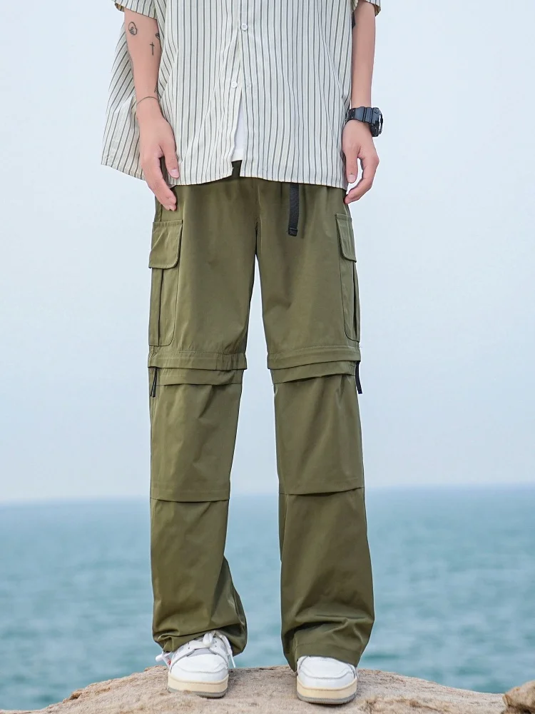 

Мужские летние тонкие повседневные рабочие брюки в стиле ретро, прямые, для активного отдыха, с нашивками, в стиле парашютиста, длинные, модные, молодежные, стильные
