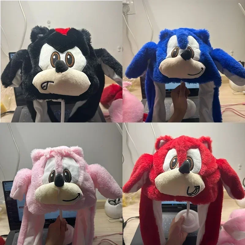 Cartoon Anime Sonics Cute Bunny Ears Hat Funny Toy Girls Cartoon Kawaii Plush Hat Toys Christmas Kid Adult Birthday Party Gifts