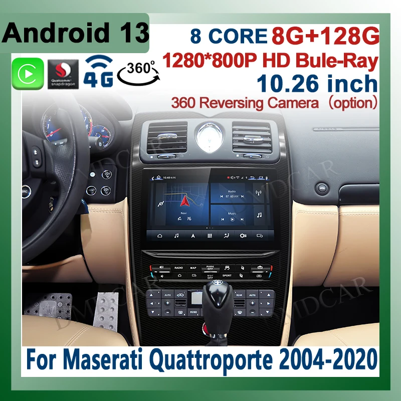 

10.26" Qualcomm Android 13 8Core 8+128G For Maserati Quattroporte 2004-2020 Car Radio Multimedia Carplay Auto GPS Navigation DSP