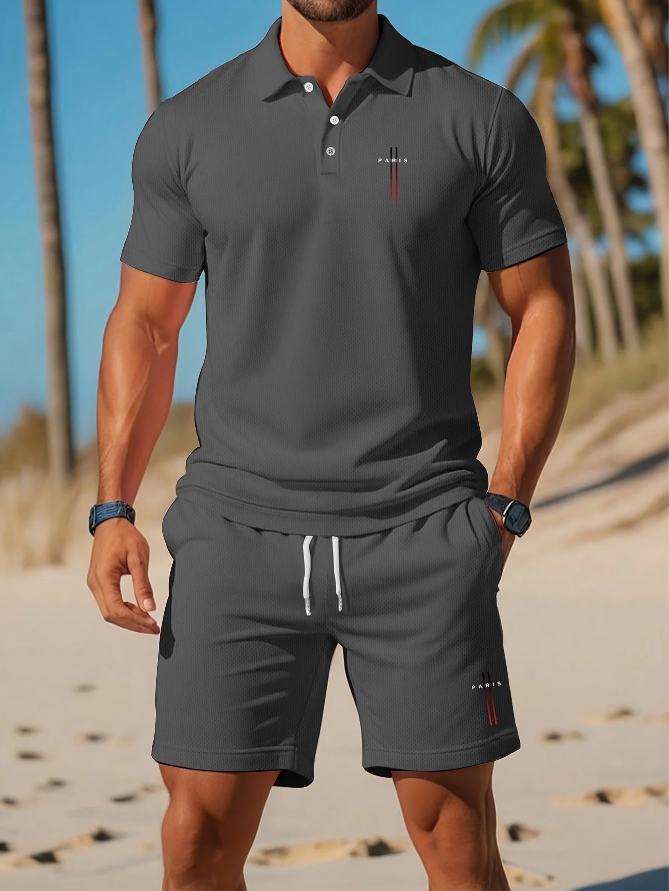 2026 Summer Men's Polo Shirt Set - 3D Printed Design Breathable Lightweight Comfortable Fashionable Outdoor Men's Clothing view 3