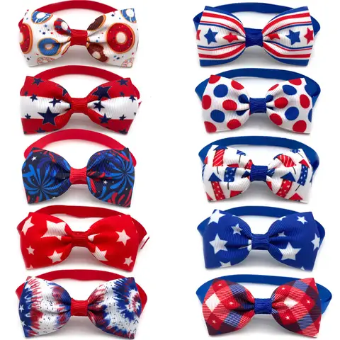 50/100pcs Animal L'indépendance Américaine Jours Produit Chien Bowties Cravates 4th Juillet Drapeau AMÉRICAIN Style Petit Chien cravates Chien Toilettage Arcs