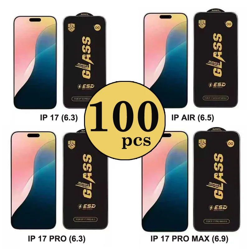 

100pcs For IPHONE 17 Air 16 16E 15 14 13 12 11 Pro XR XS Max 7 8 Plus Mini New Antistic Dust 0.4 High Alumina OG Tempered Glass