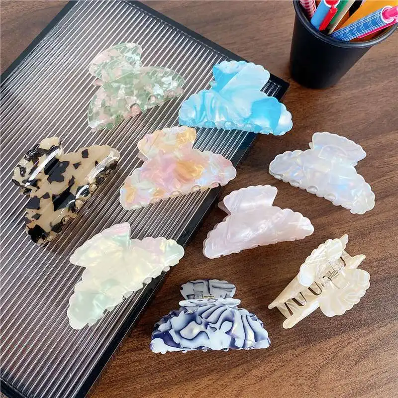 

DS 8.5CM Wave Edge Curved Hair Claw Korean Style Acrylic Claw Clips Trendy Crab Hair Clips Hair Accessories for Women Girls