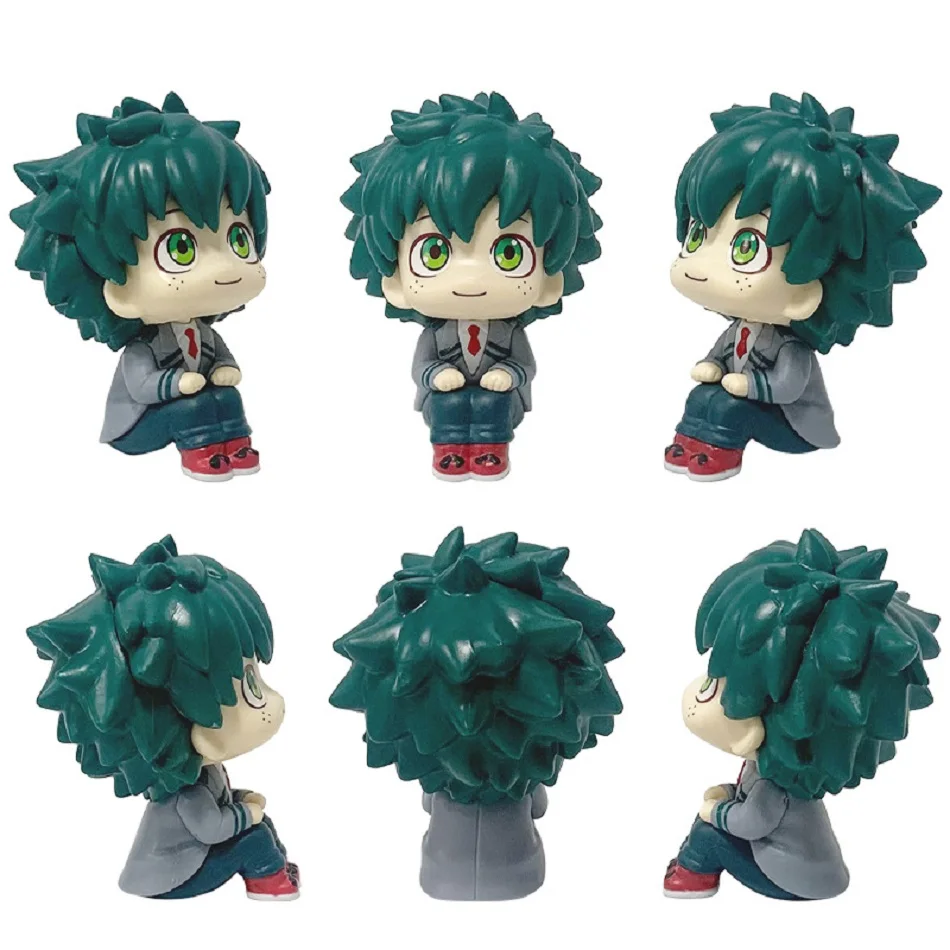 Q versão meu herói academia midoriya izuku katsuki mini figura anime periferia kawaii sentado brinquedo desktop carro ornamento modelo presente