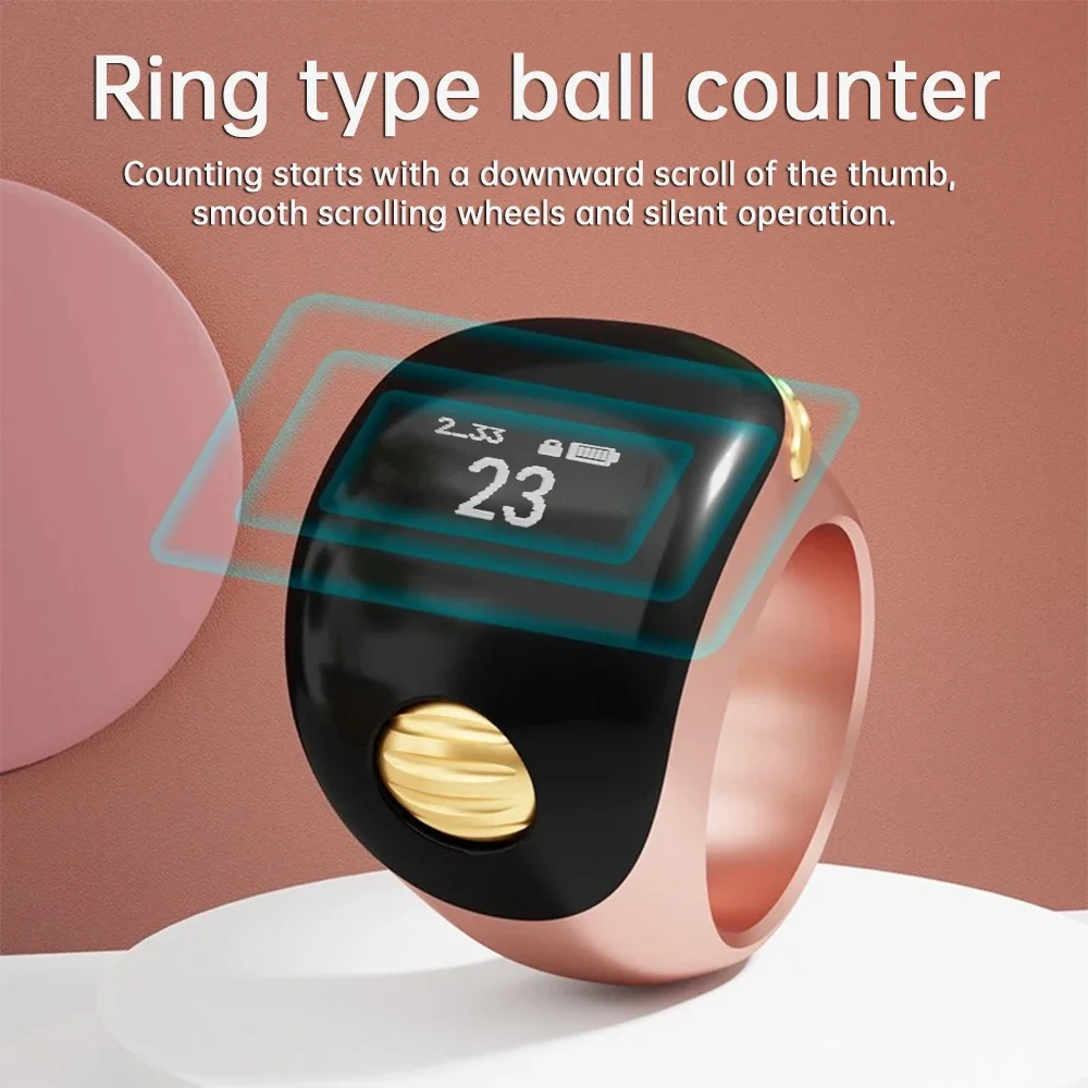 Portable Ring Type Ball Finger Counter Type C Rechargeable Adjustable OLED Screen Mini Counter With Battery Display
