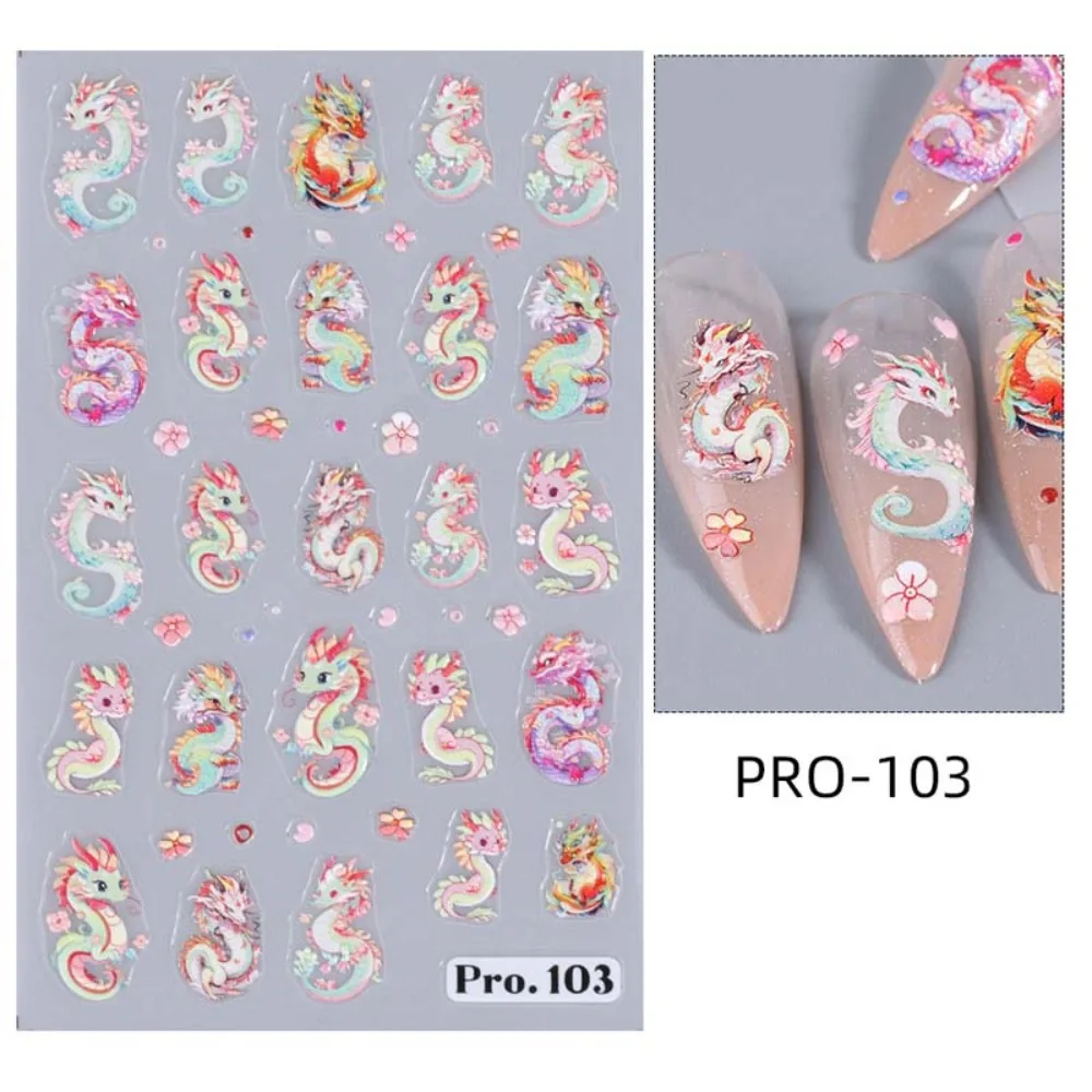 Phoenix Dragon Nail Stickers Nail Accessories Cartoon Dragon Nail Decals Manicure Ornaments Chinese Character