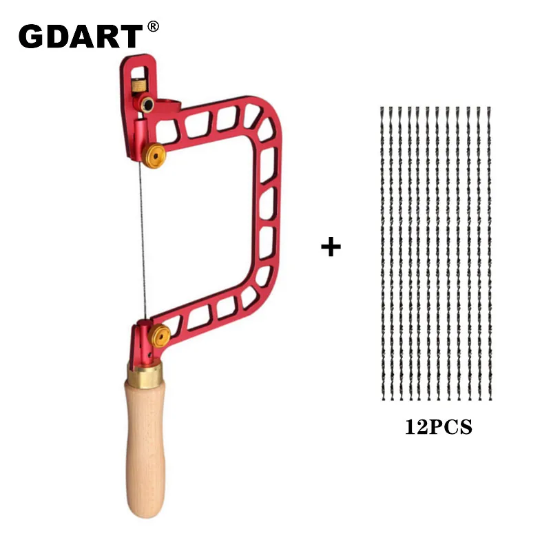 Coping Saw Aluminum Alloy Frame Fret Saw with Diamond Wire Jigsaws for Jade Stone Ceramic Glass Wood Metal Accurate Cutting