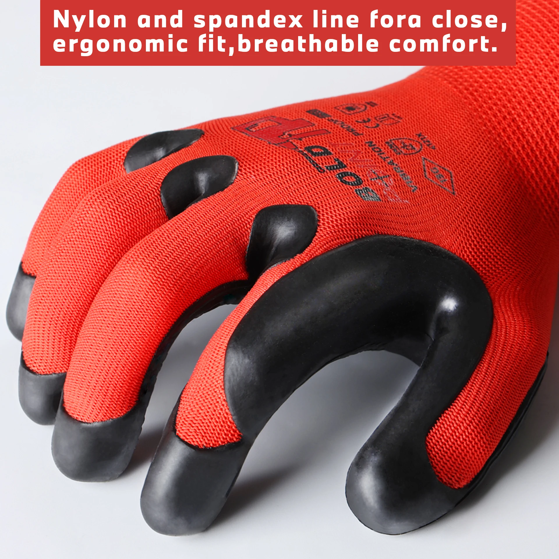 1 Pair of Durable Molded Rubber Palms with High Grip and Thumb Reinforcement, Shock Absorbing Gloves with Glove Clip, Waterproof