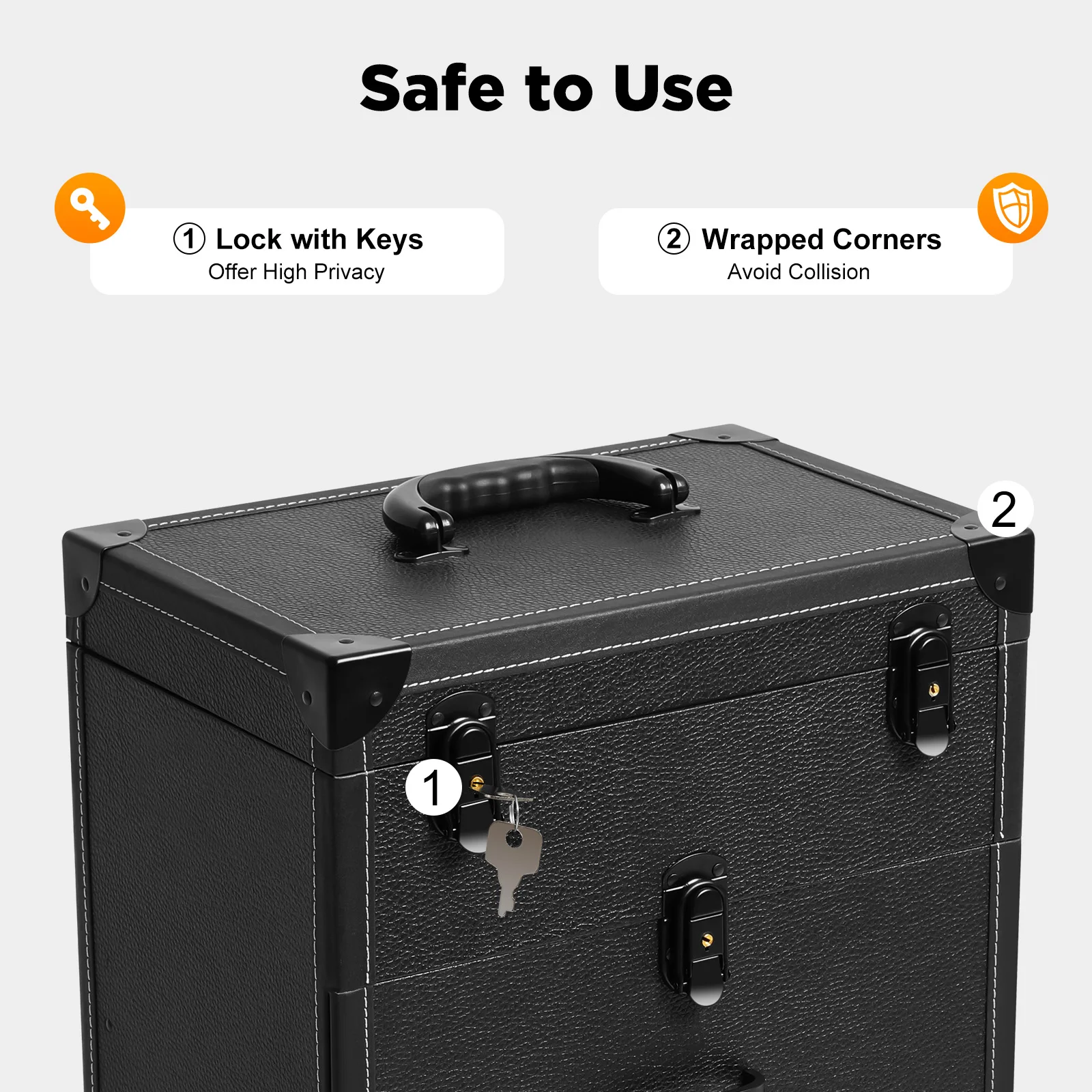 Professional Makeup Nail Art Case Lockable with Adjustable Pull Rod 4 Universal Wheels Large Capacity 2-Drawer for Salon Travel