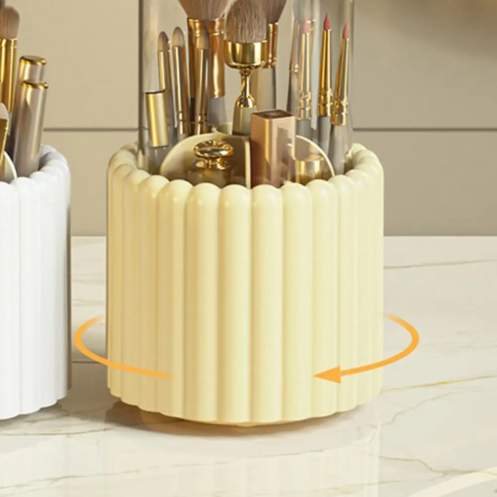 Storage Box with Groove Design Multi-grid Pen Holder Rotating Desktop Storage Box with Transparent Drawer for Home Office Supply