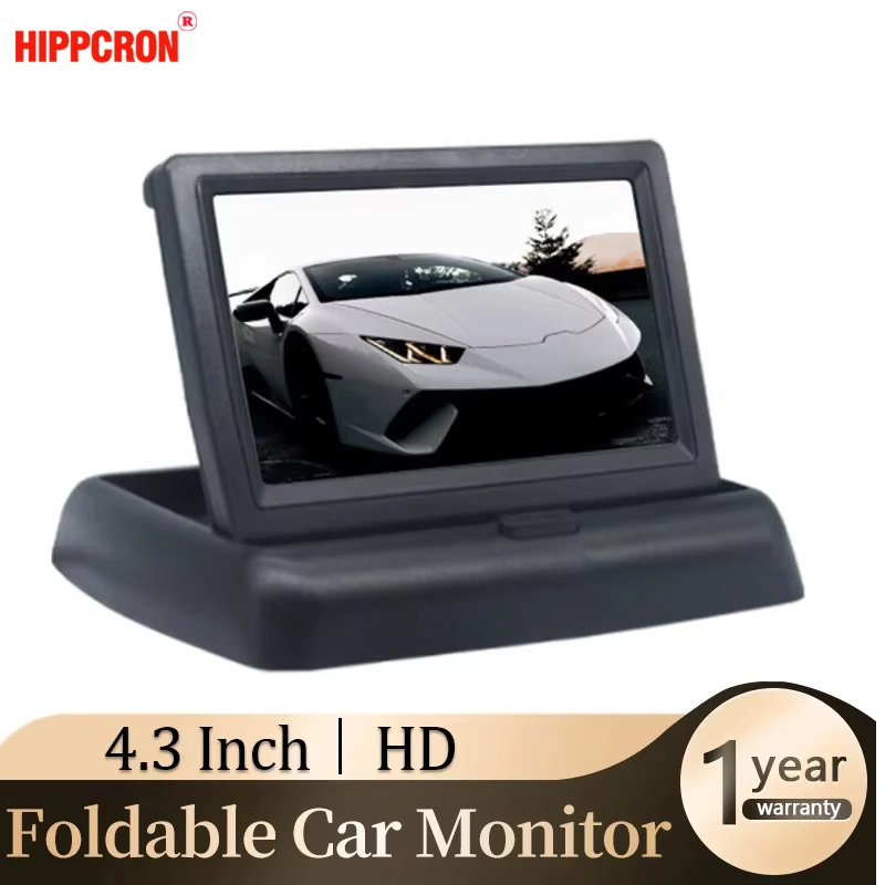 Hippcron 4.3 Inch Foldable Car Rear View Monitor Color TFT LCD HD Screen for Reverse Backup Camera Display
