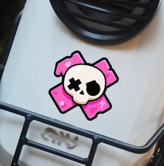 

1PC Cartoon Pink Cross Skull Waterproof Vinyl Sticker, Edgy Decal for Car, Motorcycle, Helmet, Laptop & Bike Decor