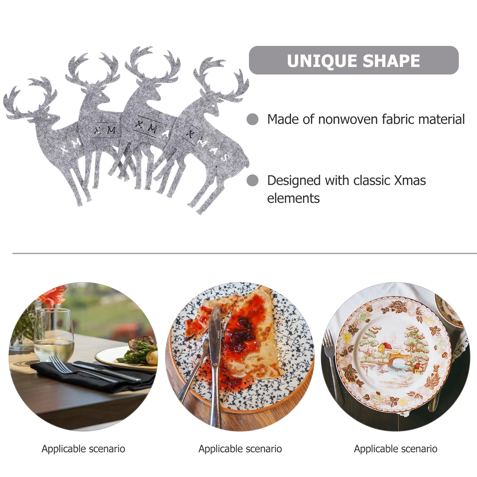 

4Pcs Xmas Elk Cutlery Bags Felt Cutlery Storage Pouches Christmas Silverware Holder Dining Table Party Decor Felt Tableware Bags