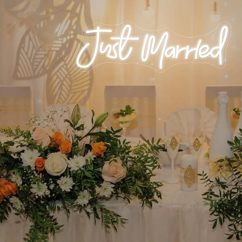 Just Married Neon Sign for Wall Decor Led Neon Light After Party Gift Led Decoration Party Signs