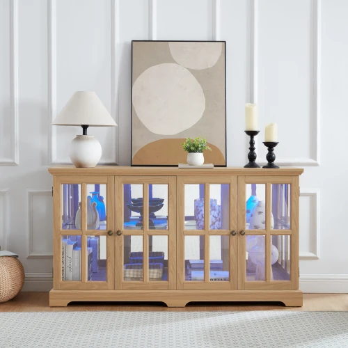 # Modern Curio Display Cabinet Antique Showcase Glass Doors Adjustable Shelves Collectibles 4-Door Home