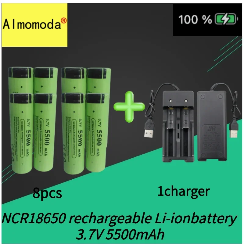 2025 100% Rechargeable lithium battery 18650 Battery 3.7V 5500mAh pour lamp de poche chargeur USB original new NCR18650B
