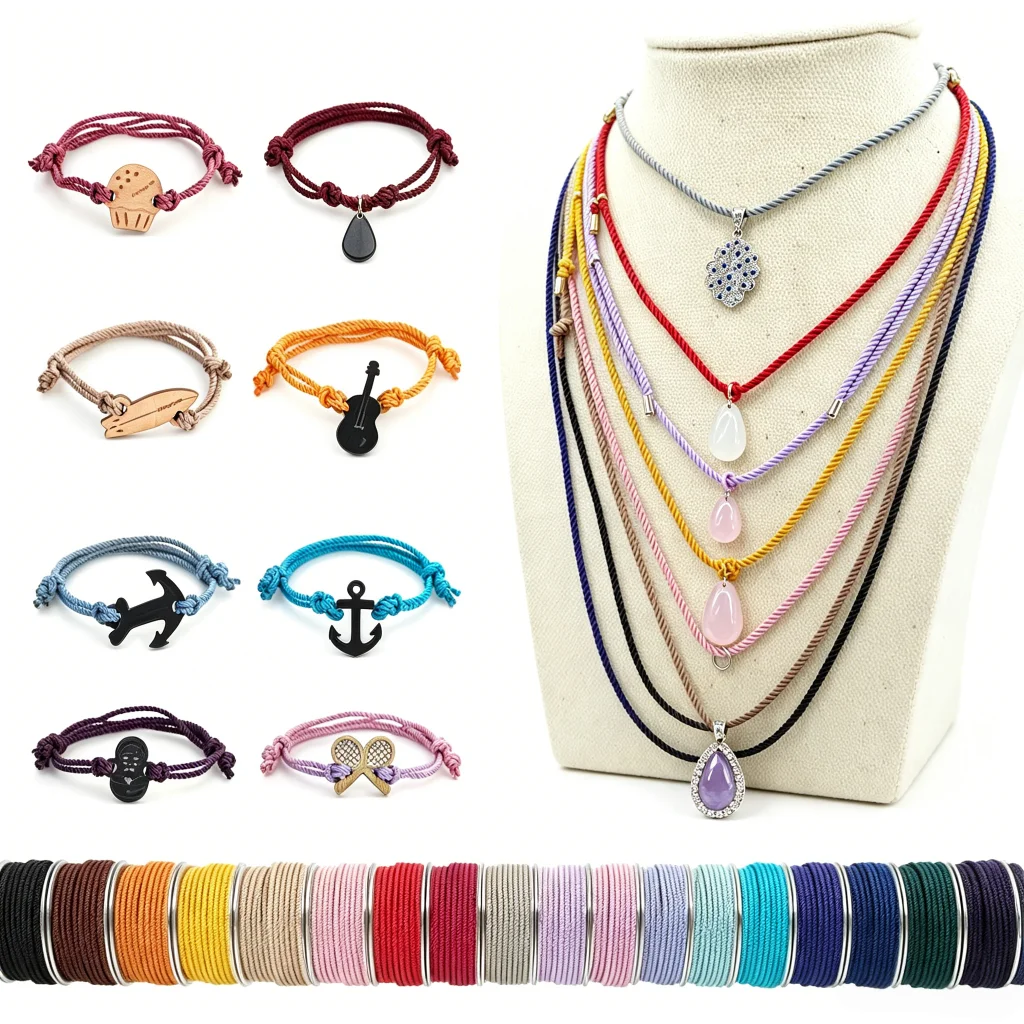 2mm Milan Thread Necklace Accessories DIY handcraftsmanship Braided Artificial Silk Cotton Cord Twisted Beading Woven Nylon Lace