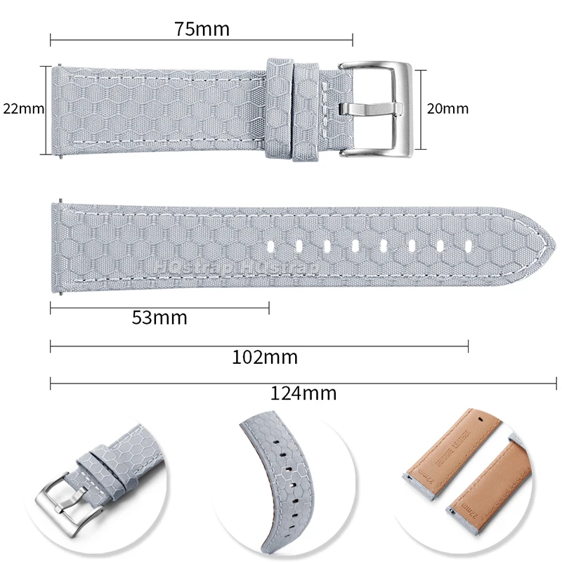 20 مللي متر 22 مللي متر حزام ساعة جلد نايلون لساعة هواوي Gt4/3/2 ل Seiko قماش سوار ناعم الإفراج السريع استبدال معصمه