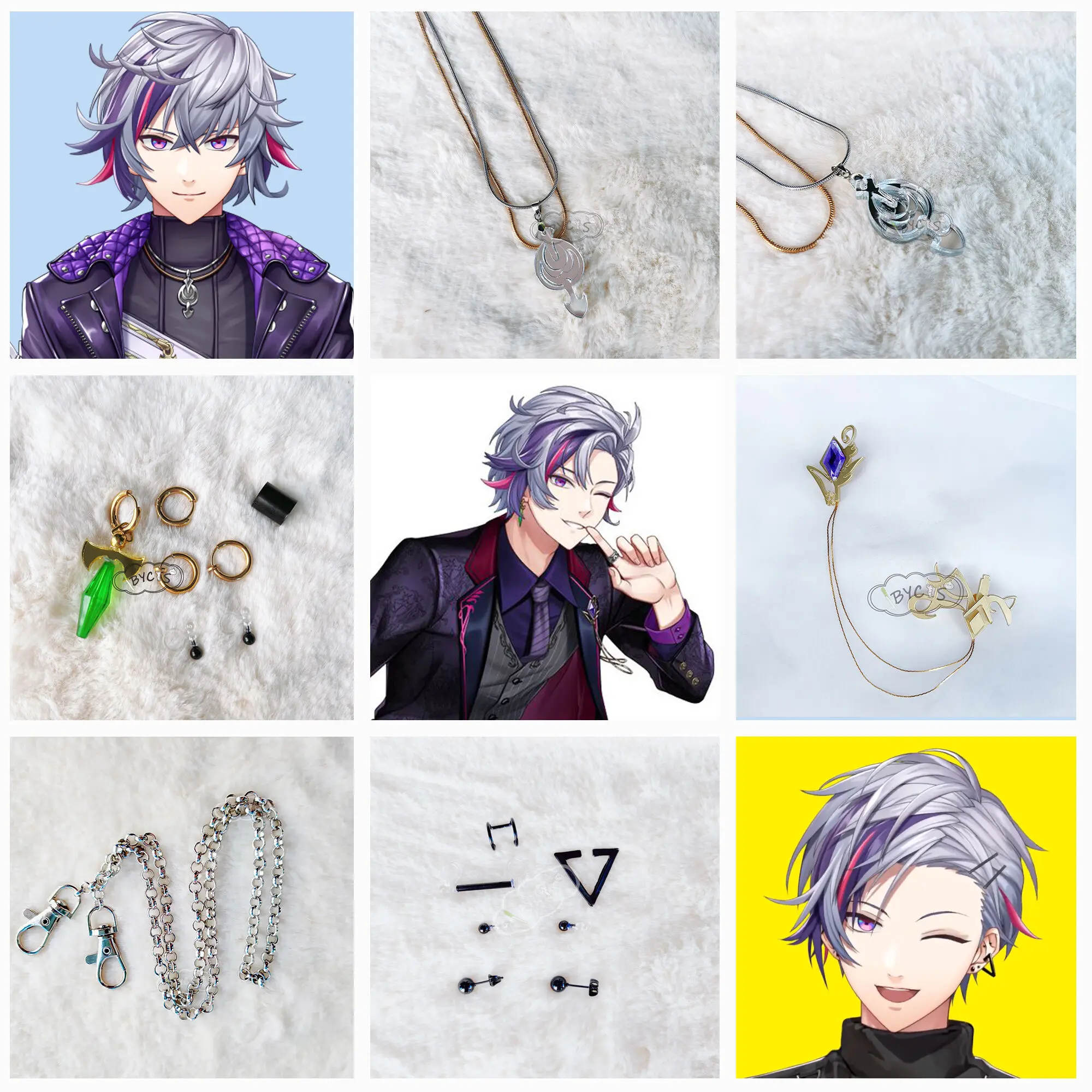 2024 NIJISANJI Vtuber Fuwa Minato Cos Clip Ear Pins Cosplay Earrings Necklace Brooch Anime Prop Jewelry Accessories