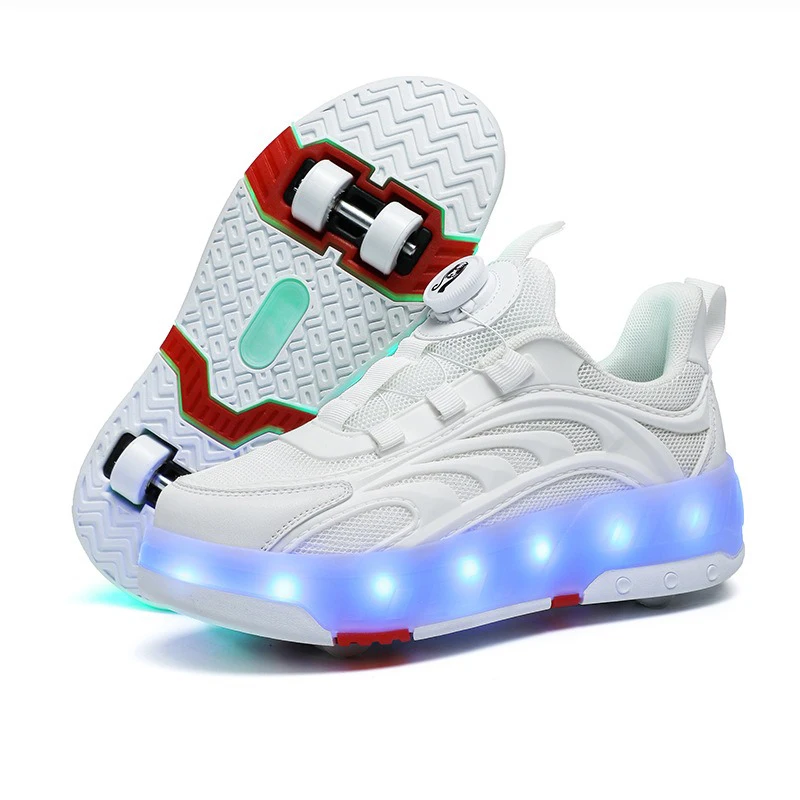 Chaussures à roulettes lumineuses pour adultes, patins à 4 roues, utilisation touristique, patinage en plein air, sport, maire intérieur, double Nucleo, chaussures décontractées, mode de rue