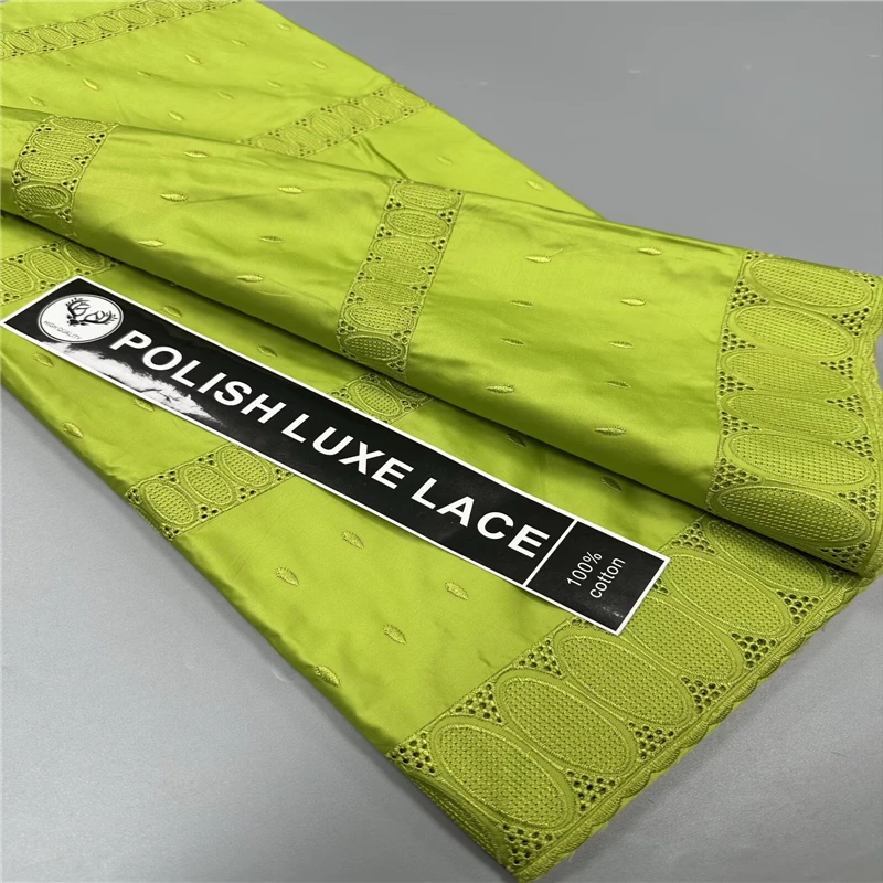 

5 ярдов нигерийской 100% хлопок, полированная атласная ткань для вышивки, высокое качество, швейцарская вуаль, кружевной материал для мужчин, стиль Дубая 10L110152