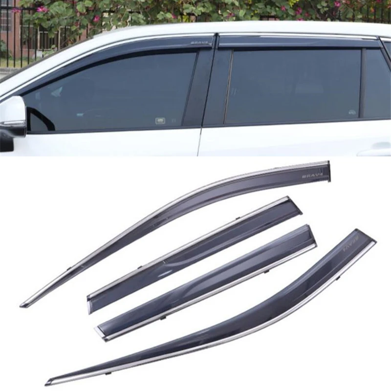 For 4PCS NEW Toyota RAV4 CAR Window Visor Side Waterproof Decoration Shield Exterior Accessories Diffuser 2020 2021 2022 Year