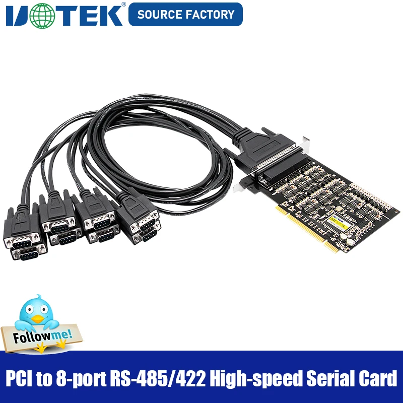 

UOTEK Industrial Grade PCI to RS-485 RS-422 Serial Card RS485 RS422 8 Ports High Speed DR62 Expansion Converter UT-728A