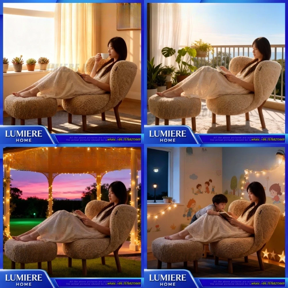 

Petra Style French Vintage Cream Lounge Chair for Living Room Single Sofa Armchair Cozy Accent Chair for Balcony Home Decor