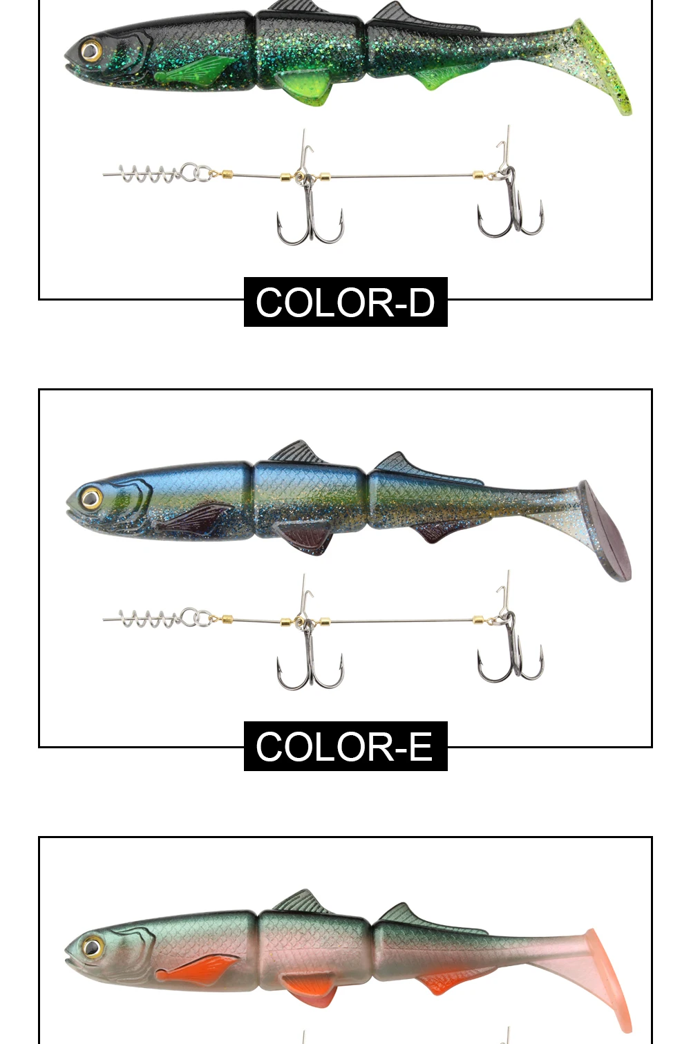 Spinpoler Pike Stinger Rig Hook Systerm mit 3D Swimbait Soft Lure Fishing Bait Paddle T Tails For Zander Pike Big Game Fish – Detail 8