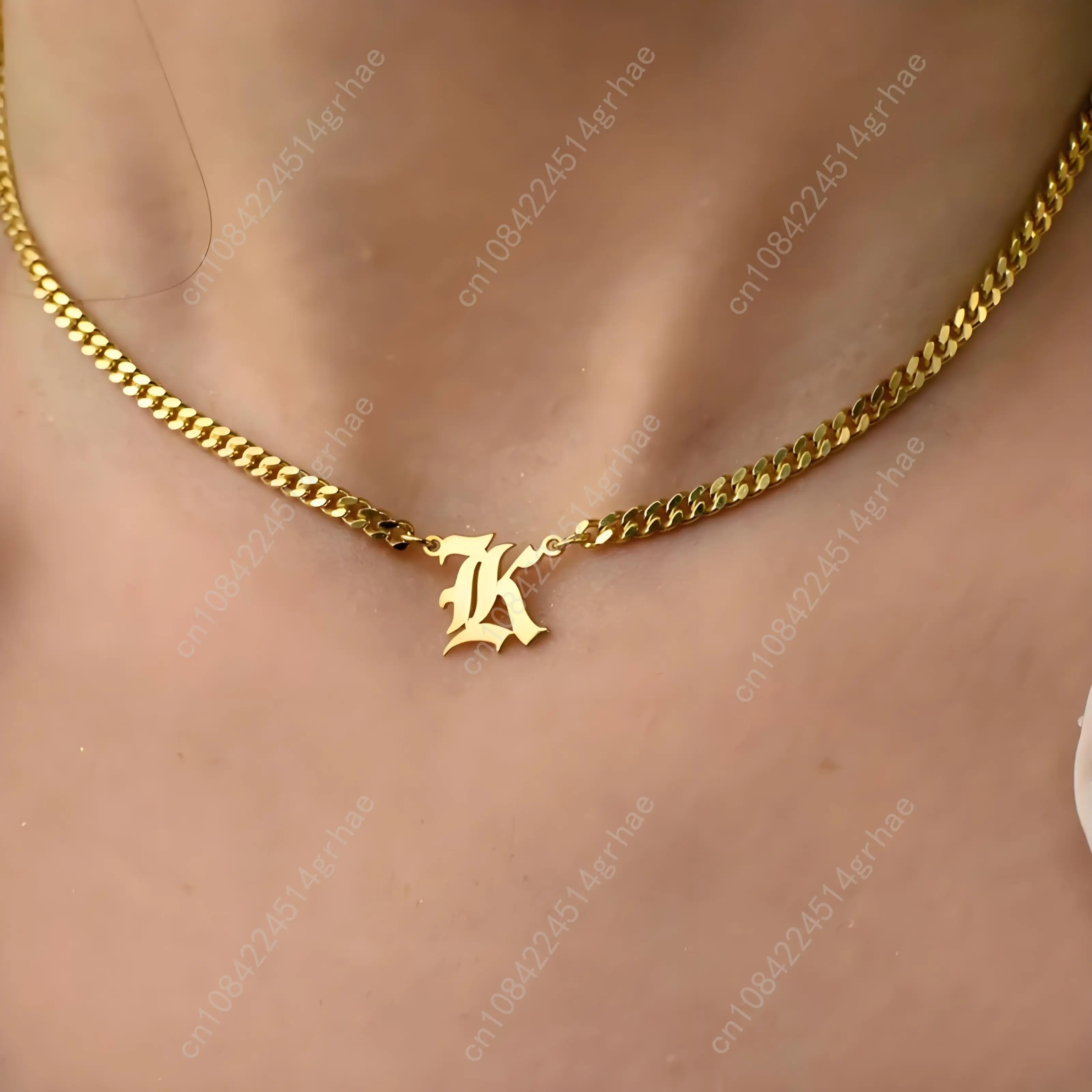 Custom Initials Necklace, Gold - Plated Personalized Pendant, Stainless Steel Chain, Trendy Letter Jewelry for Women, Ideal Gift