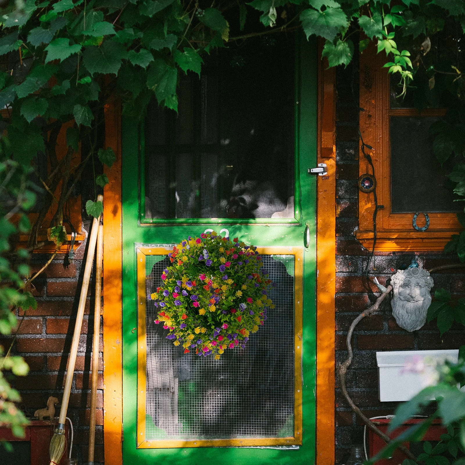 

Artificial Flower Door Wreath Decor Hanging Window Supply Realistic Plants Flowers Warm Atmosphere Easy Use