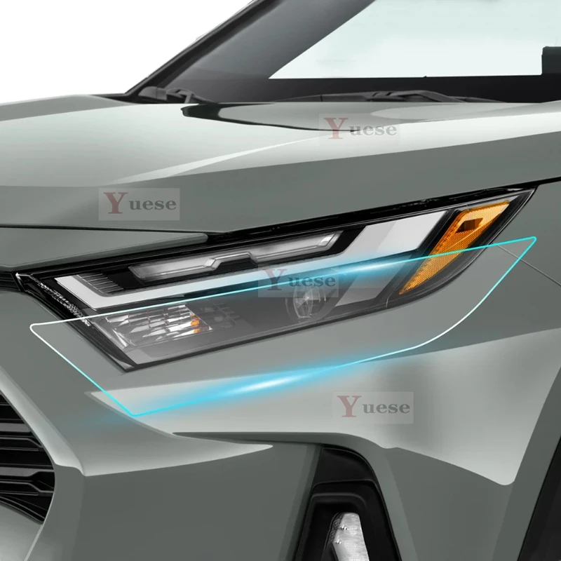 

For Toyota RAV4 Hybrid XA50 2019-2024 2 Pcs Car Headlight Protective Film Transparent Smoked Black TPU Sticker
