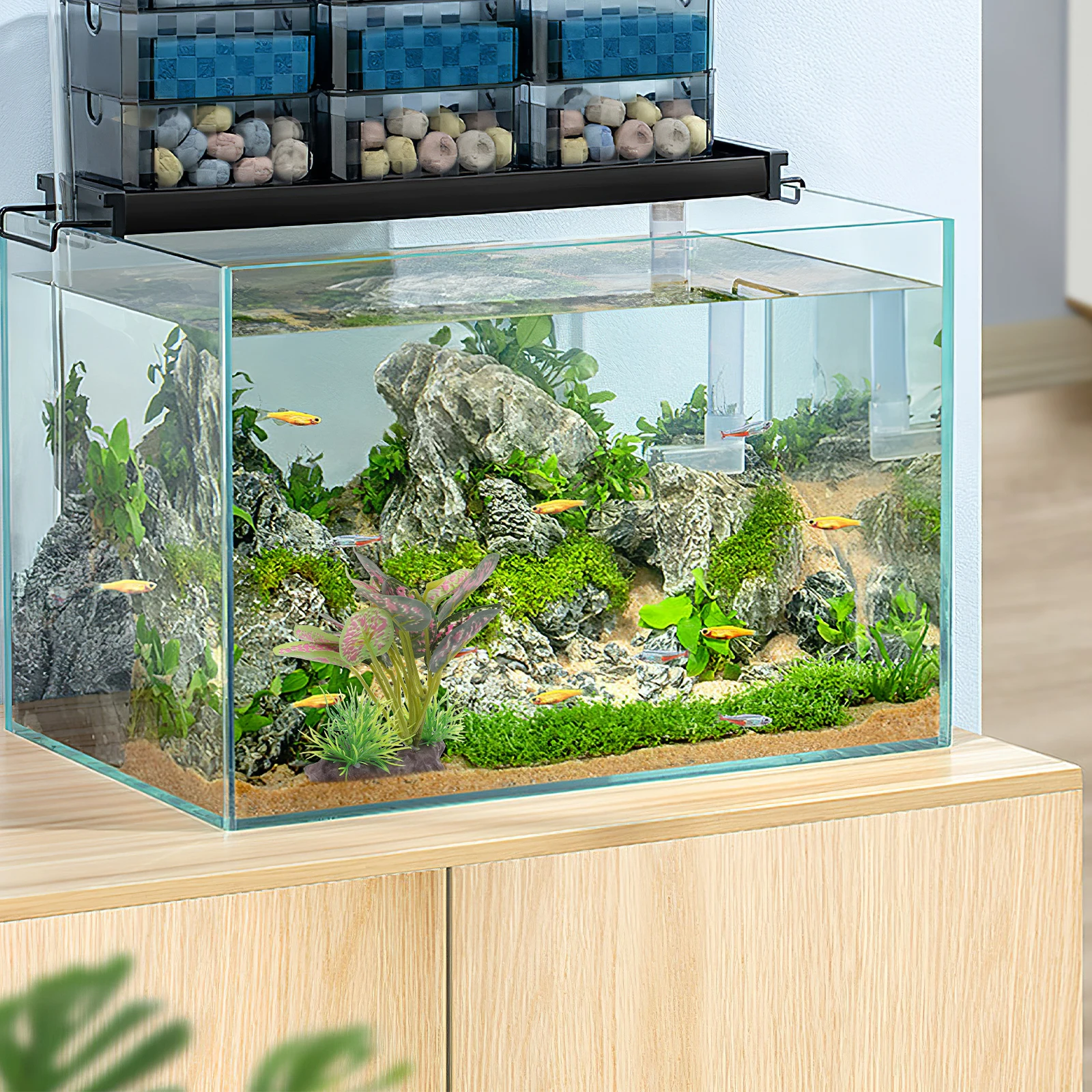 

Lifelike Artificial Plant nament Reptile Terrarium Decorative Leaves Aquarium Plants Resin Material Long Lasting Reptile L