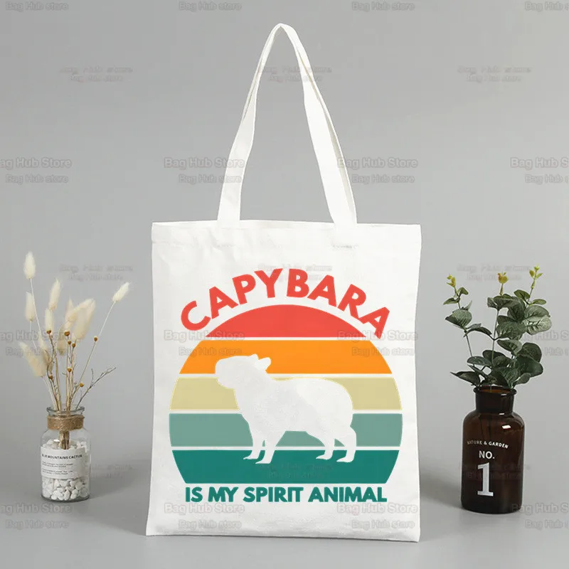 Capybara Shopper Bags Shopping Bag Tote Bag Capybaras Is My Spirit Animals Shoulder Bag Canvas Bags Large College Handbag