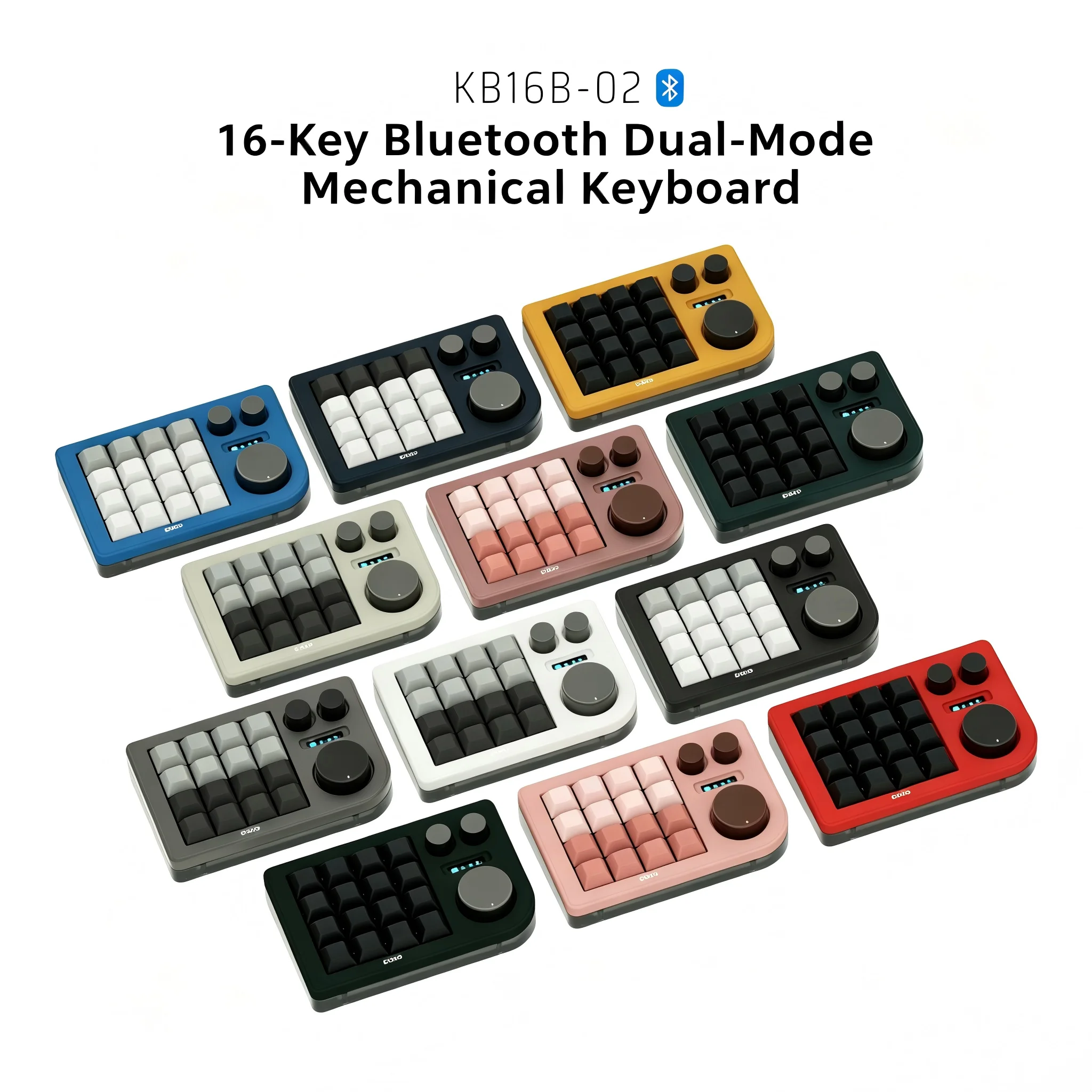 DOIO KB16-02 16 Keys Mini RGB Backlight Keypad Bluetooth Type-C Dual Mode Portable Custom Keyboard for Designer Windows MacOS