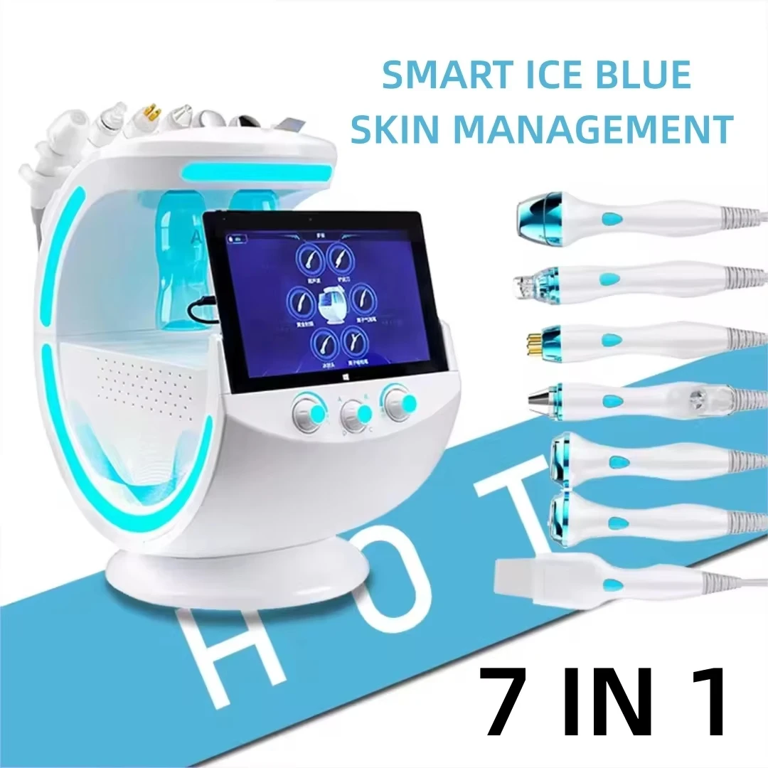 Nuevo 7 en 1 limpieza Facial inteligente análisis de la piel vacío de poros profundo Lift máquina de belleza antienvejecimiento azul hielo