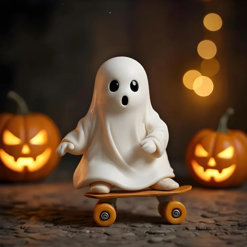 

Skateboard Ghost Halloween Ghost Statues Halloween Themed Model Spooky Sculpture Statue Handicraft