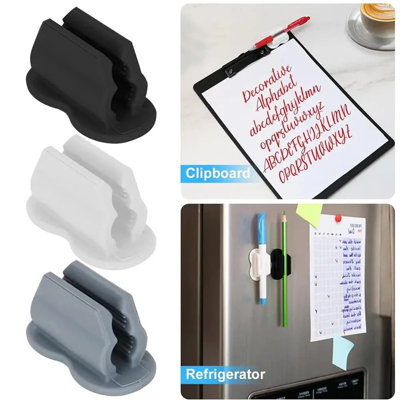 Silicone Pen Holder Desktop Marker Pen Ballpoint Pen Pencil Storage Clip Anti-lost Anti-fall Self-Adhesive Pen Holder Organizer