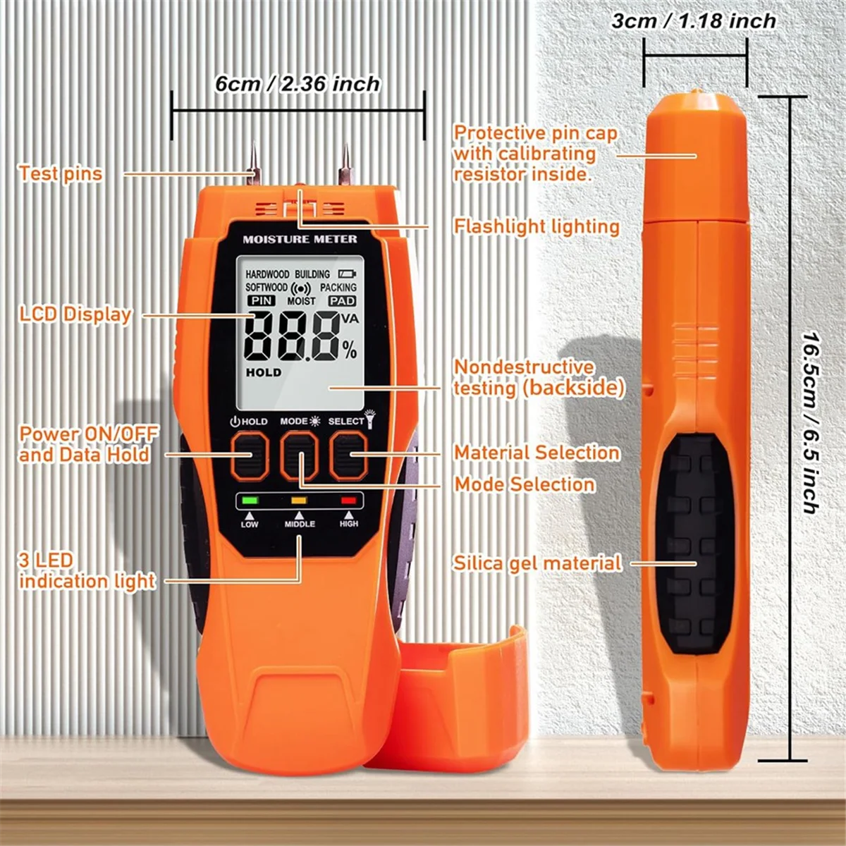 2 in 1 Moisture Meter, for Mold Self-Testing,Water Leak Detector,Moisture Sensor for Firewood,Drywall Mold