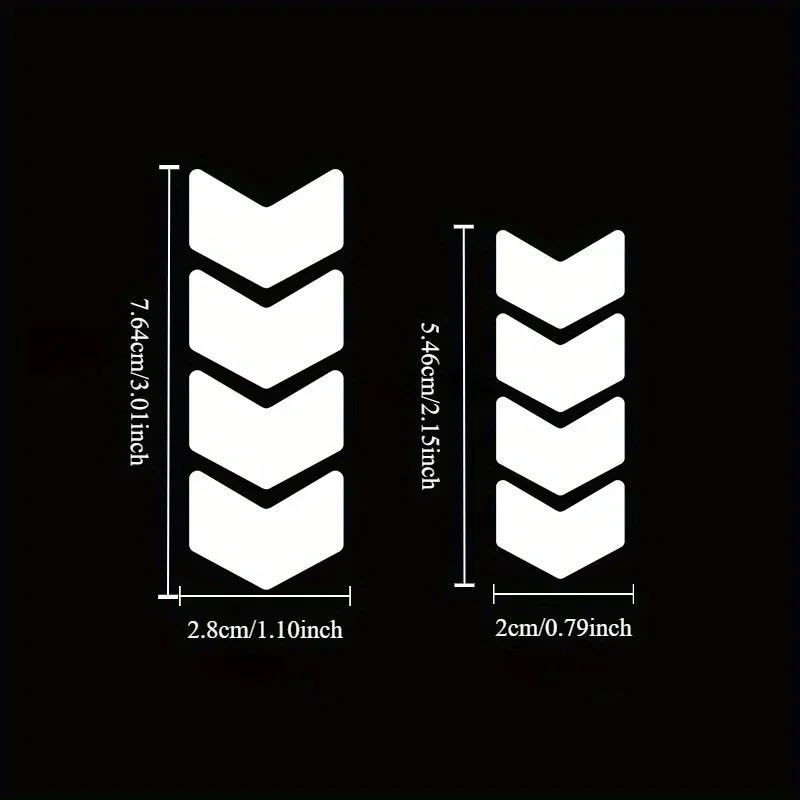 Arrow Reflective Bicycle Stickers High Visibility Yellow Vinyl Decals for Bike Frame Pedals DIY Safety Decoration Set